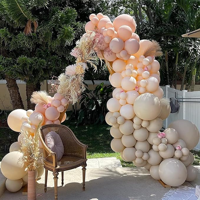 PartyWoo White Sand Balloons 50 pcs 12 Inch Beige Cream Ivory Latex Balloons for Wedding Bridal Graduation Baby Shower Gender Reveal Safari Birthday Party Decorations White-F12
