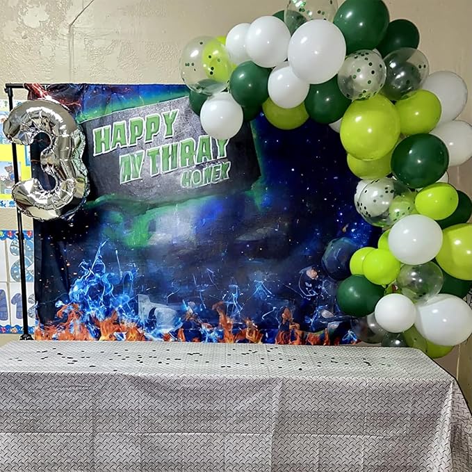 60 Pack Green Latex Balloons, 12 Inch Matte White Dark Emerald Green Light Lime Green Confetti Helium Balloons, Assorted Green White Balloons for Jungle Dinosaur Birthday Baby Shower Party Decorations
