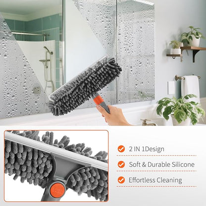 Ordenado 62" Window Squeegee Cleaning Kit, 2 in 1 Window Cleaner Tool with Long Handle, Rotatable High Windows Washing Kit for Home & Outdoor, Detachable Washer Tool Squeegee for Shower Glass, Car