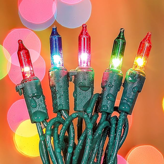 50-Count Multicolor Christmas Lights with Green Wire,Mini String Lights for Holiday Decorations, Christmas Tree Lights, Holiday Party, Wedding, Xmas, Home, Indoor & Outdoor Use (13ft Long)