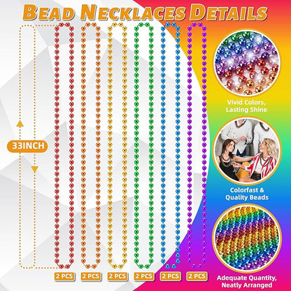YAXINRUI 15 PCS Pride Beads Necklaces, LGBTQ Pride Necklace Accessories Pride Beads Stuff Rainbow Bead Necklaces for Gay Lesbian Pride Month Parade Throws Rainbow Party Favors in 6 Colors