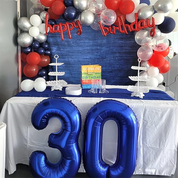 Navy Blue Number 3 Balloon, 40In Large Dark Blue Foil Number Balloons Set 0-9 for Women, Self Inflating Royal Blue Digital 3 Helium Balloon for Boys 3rd Birthday Party Decorations Supplies