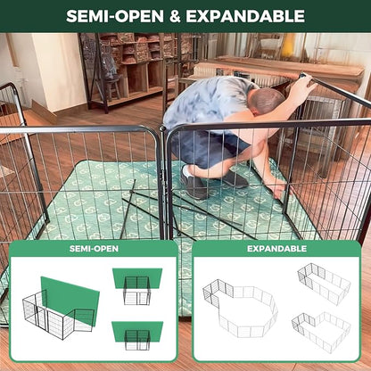 FXW Homeplus Unleashed Indoor Dog Playpen - Stress-Free and Safe Play, Heavy Duty 40 Inch 12 Panels Dog Pen for Medium and Large Dogs, Black│Patented