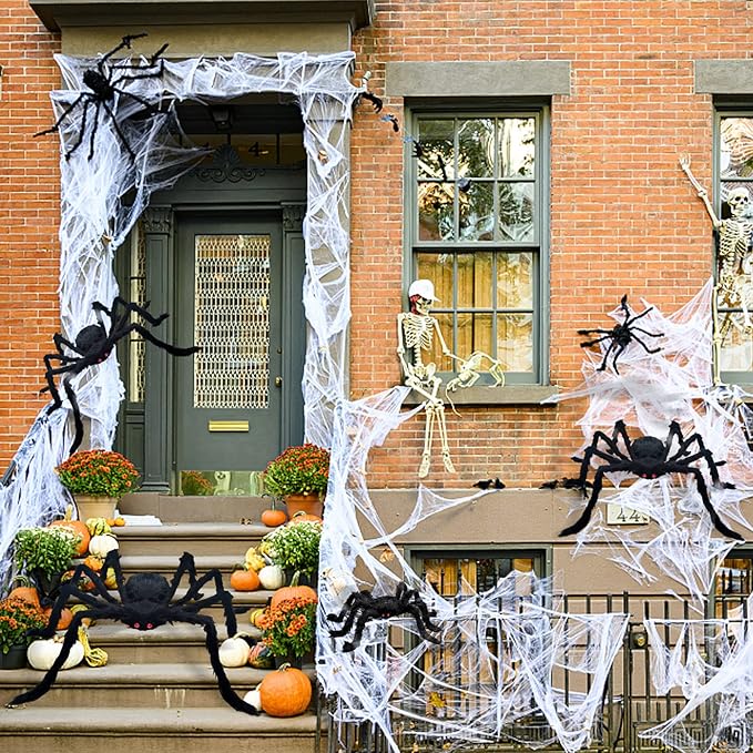 ZMCINER Halloween Large Outdoor Realistic Scary Hairy Spiders Decor (6 Pack Different Size)