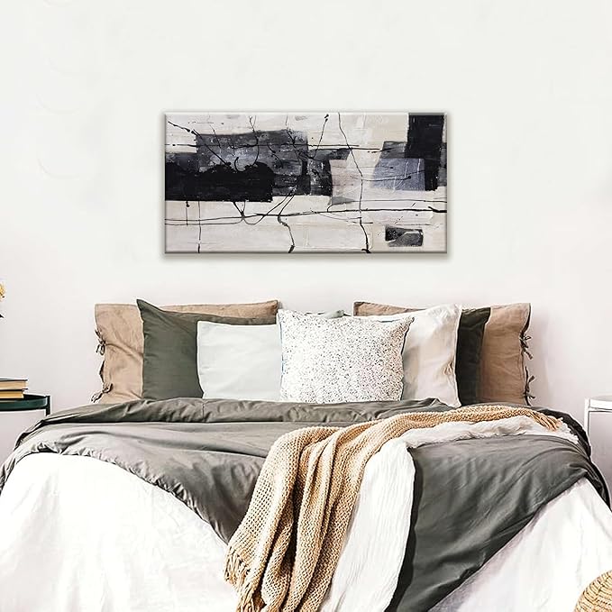 Black And White Abstract Wall Art Small Size Home Decor Artwork abstract wall decor Modern Minimalist Canvas Art Wall Decor Bedroom Office Wall Decor 20"X40"
