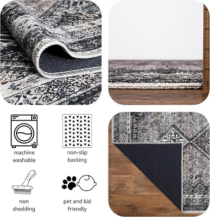 Keen Home Design 2x7 Rug - Machine Washable Runner Rug with Non-Slip Backing, Ideal for Hallway, Entryway, Kitchen, Laundry Room - Vintage, Easy Clean, Durable, Low Pile Rug - (2'6" x 7')