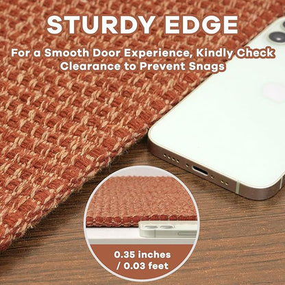 EARTHALL Woven Area Rugs 6x9 Ft Washable Living Room Rugs Non Slip Rubber Backed Dining Room Rug Braided Bedroom Rugs Indoor Floor Carpet for Living Room, Bedroom, Dining Room, Rustic Orange/Tan