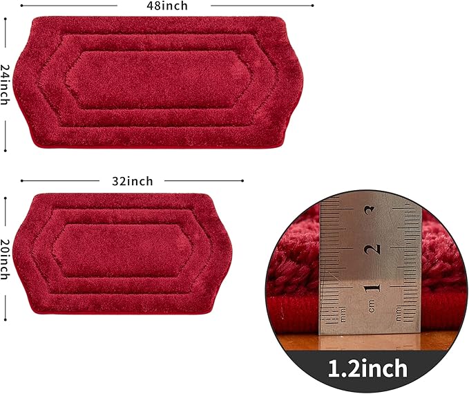 COSY HOMEER Extra Thick Bath Rugs for Bathroom - Anti-Slip Bath Linen Sets Mats Soft Plush100% Strong Polyester Living Room Bedroom Water Absorbent(Red,24x48 - Inches)