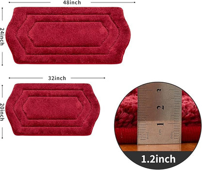 COSY HOMEER Extra Thick Bath Rugs for Bathroom - Anti-Slip Bath Linen Sets Mats Soft Plush100% Strong Polyester Living Room Bedroom Water Absorbent(Red,24x48 - Inches)