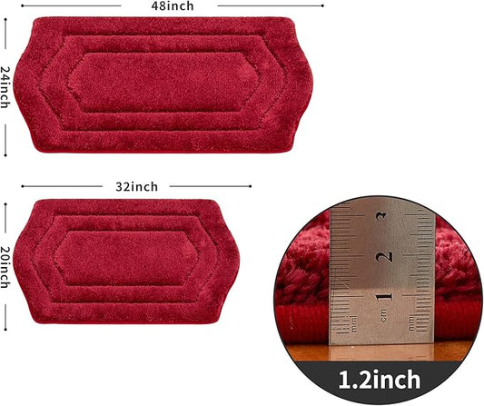 COSY HOMEER Extra Thick Bath Rugs for Bathroom - Anti-Slip Bath Linen Sets Mats Soft Plush100% Strong Polyester Living Room Bedroom Water Absorbent(Red,24x48 - Inches)