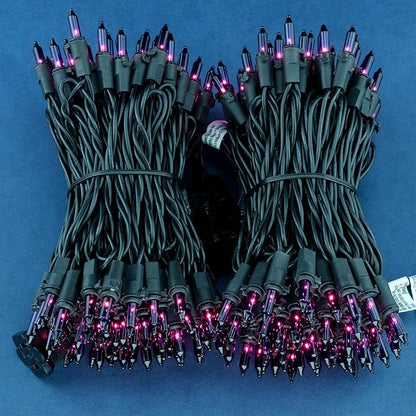 200 Count Purple Christmas Lights, Pack of 2 Strands 100 Count 33 ft Black Wire UL Listed Halloween String Light (Purple)