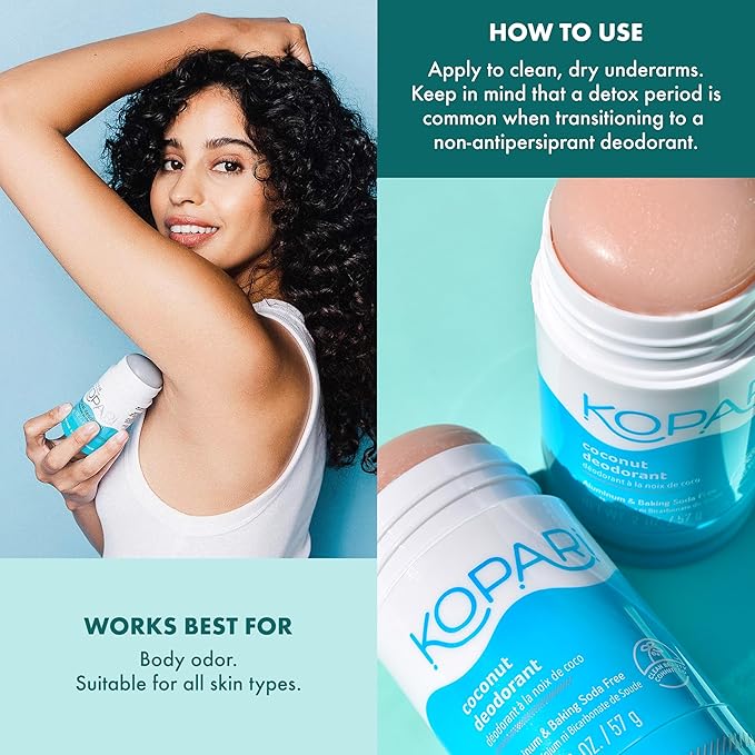 Kopari Aluminum Free Coconut Deodorant, Non Toxic & Clean Plant-Based, No Aluminum, Parabens or Baking Soda, Long Lasting Protection, Charcoal 2 oz