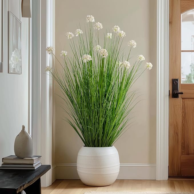 48in Lifelike Artificial Tall Grass Plant with 12 Lifelike Dandelion Flower and Non-Toxic,odorless Fake Tall Frass Plant Fake Plants for Indoor Decoration,Home Decor