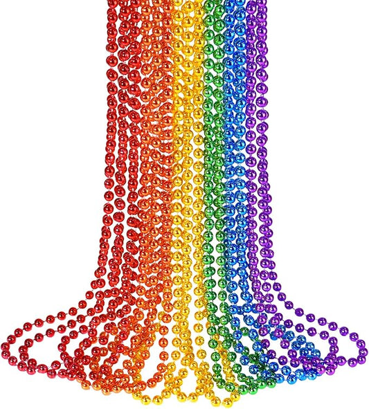YAXINRUI 15 PCS Pride Beads Necklaces, LGBTQ Pride Necklace Accessories Pride Beads Stuff Rainbow Bead Necklaces for Gay Lesbian Pride Month Parade Throws Rainbow Party Favors in 6 Colors