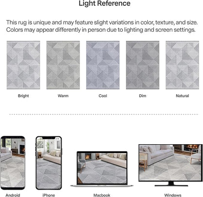 ReaLife Rugs Machine Washable Area Rug Runner - Living Room Bedroom Bathroom Kitchen Entryway Office - Padded Low Pile Stain Resistant Premium - Modern Geometric Contemporary - Miles - Gray 2'6" x 6'
