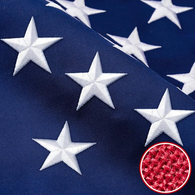 American Flag 10x19 ft TearProof Series, Heavy Duty Tough Spun Polyester USA Flags High Wind, US Flags for Outside Outdoor with Durable Embroidered Stars Sewn Stripes, 5 Brass Grommets