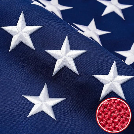 American Flag 15x25 ft TearProof Series, Heavy Duty Tough Spun Polyester USA Flags High Wind, US Flags for Outside Outdoor with Durable Embroidered Stars Sewn Stripes, 6 Brass Grommets