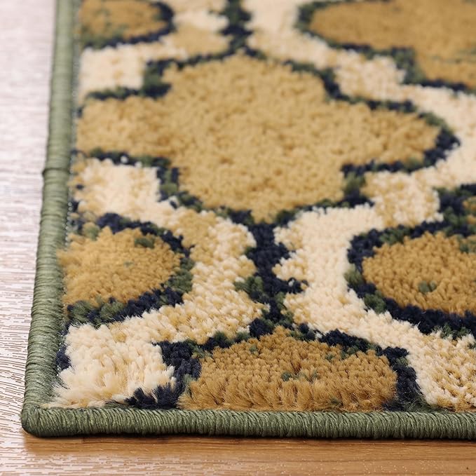 Superior Indoor Small Area Rug, Jute Backed, Perfect for Living/ Dining Room, Bedroom, Office, Kitchen, Entryway, Modern Geometric Trellis Floor Decor, Viking Collection, 4' x 6', Green