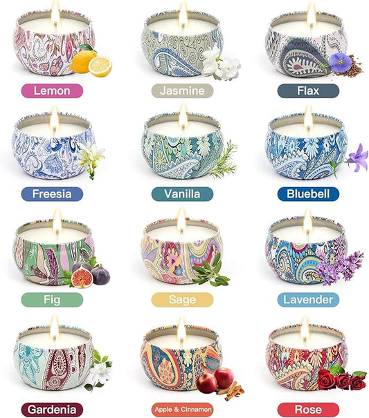 Scented Candles Gifts for Women, Candles for Home, 12 Pack Soy Wax Candles Sets, Birthday Gifts for Women Mom Best Friends Sister Colleague