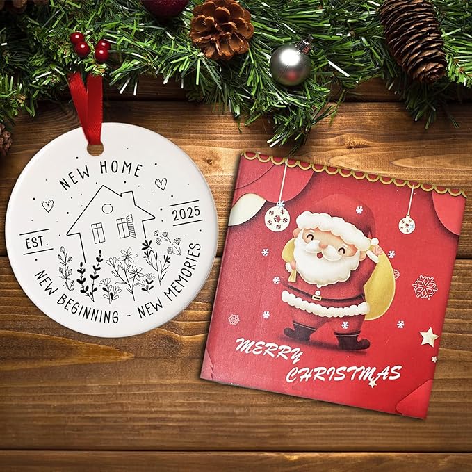 New Home Ornament 2025 - House Warming Gifts - New House Gift Ideas - New Home Christmas Ornament - Gift for New Homeowner, Couple, Women, Men - Ceramic Ornaments