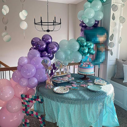 Mermaid Party Balloon Set, 60 Packs 12 Inches Metallic Purple Pink Green Blue Latex Balloons for Girls Mermaid Birthday Party Decoration, Baby Shower, Birthday, Under The Sea Party Decorations