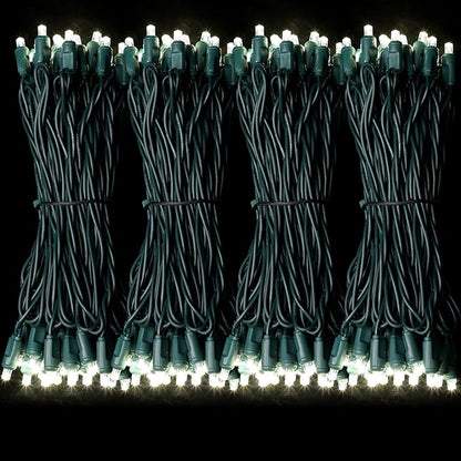 50LED String Lights,LED Christmas Lights,6" SPACING,Green Wire,White Colour,Commercial Grade