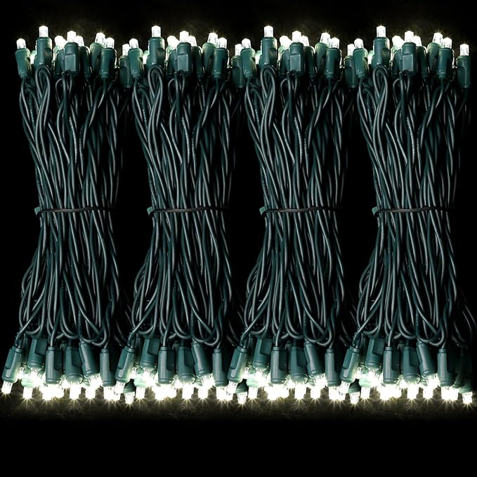 1200LED (24pk of 50L) String Lights, LED Christmas Lights, 6" SPACING,Green Wire, White