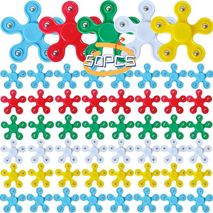 50 Pcs Mini Fidget Spinners Bulk Toys Party Favors for Kids,Valentine Day Gifts,Goodie Bags Stuffers,Birthday Return Gifts, Treasure Box, Back to School Classroom Reward Prizes-2.4"