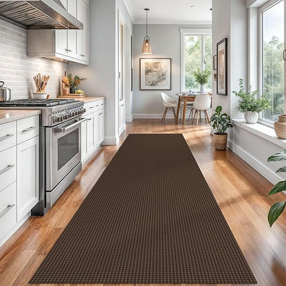 Braided Runner Rug 3x14 Ft Washable Runners for Hallways Non Slip Rubber Backed Kitchen Runners Cotton Long Entryway Runner Indoor, Woven Carpet for Hall Stair Entryway, Brown