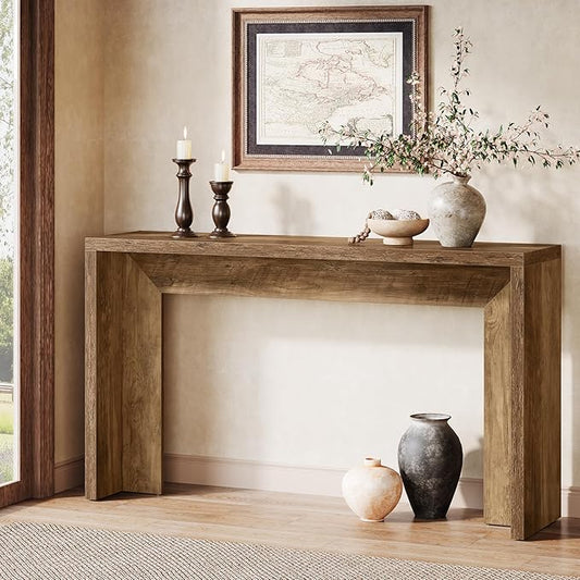 Tribesigns Farmhouse Console Table, 55-Inch Wooden Sofa Table with Storage for Entryway, Foyer, Hallway, Living Room, Easy Assembly (Rustic Brown)