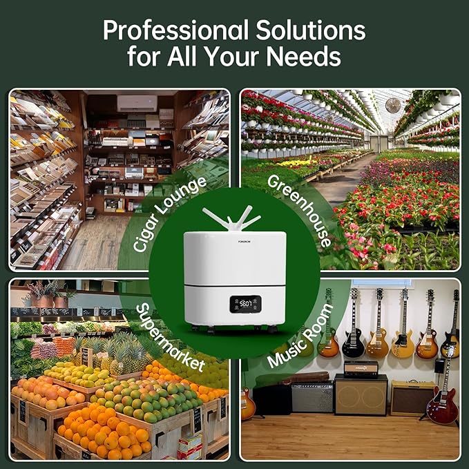 YOKEKON Humidifier Large Room 5000 sq.ft, 30L/7.93Gal Commercial Whole House Humidifier, Top-Fill Humidifiers for home with Extension Tube, Ideal for Plants, Office, Warehouse & Greenhouse