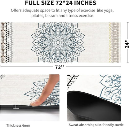 nuveti Yoga Mat Print Extra Thick TPE Non Slip Fitness Exercise Mat with Carrying Bag,72"x24" Extra Thick 6MM Exercise & Workout Mat for Yoga, Pilates Fitness and Floor Exercises