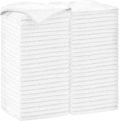 AIDEA Microfiber Cleaning Cloth-50PK, Soft Microfiber Towels for Cars, Absorbent Cleaning Rags, Lint-Free Streak-Free Wash Cloths for House, Kitchen, Window(12in.x12in), White