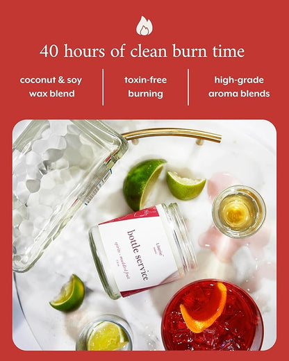 Literie Miami Inspired Scented Candle: Bottle Service - Spirits & Muddled Fruit Scent, 7.5oz, 40 Hour Burn, Vegan Soy & Coconut Blend Candle for Home Decor, Gift for Women & Men