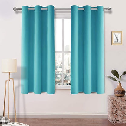 DWCN Turquoise Curtains for Bedroom, Blackout Curtains for Living Room, Thermal Room Darkening Darpes - W38 x L54 Inch Length, Set of 2