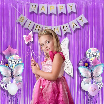 BRAVESHINE Tinsel Photo Backdrop Curtains - 2Pcs 3.2x8.2ft Pastel Purple Foil Fringe Streamer for Hunters/Christmas/Birthdays/Bachelorette/Engagement/Valentines/Mermaid/Butterfly Party Decorations