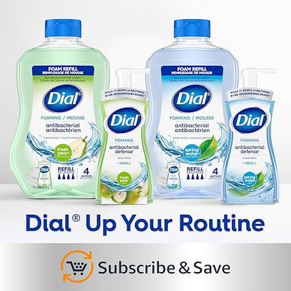 Dial Antibacterial Defense Foaming Hand Soap + Aloe, Spring Water Scent, 30 Fl Oz Hand Soap Refill (4 Pack), Dermatologist-Tested, Gentle on Skin