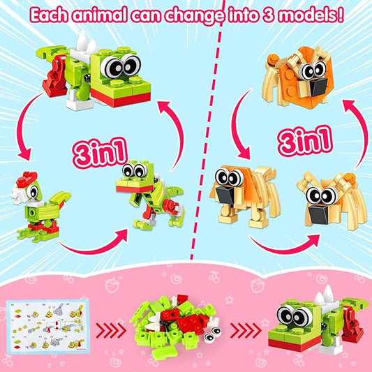 20pcs Animal Mini Building Blocks Valentine Party Favor for Kids Return Gifts Birthday Goodie Bag Stuffer Class Prize Box Toys Small Bulk Pinata Filler End of School Year Gift Boy Girl 4-8 8-12