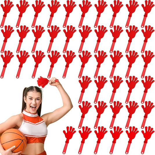 Junkin 48 Pcs Hand Clappers Bulk 7. 5 x 3. 5 Inches Noise Makers Party Favors Clapping Noise Maker Clacker for Birthdays Game Prizes Rewards Football Sporting Events Cheers Supplies (Red)