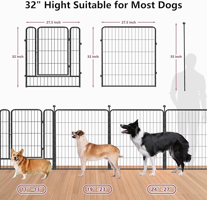 Dog Playpen 32" Height 40 Panels Portable Fence Outdoor for Yard Puppy Playpen Indoor Dog Pen Outdoor for Medium/Small Animals, Heavy Duty Pet Playpen for RV, Camping, Yard