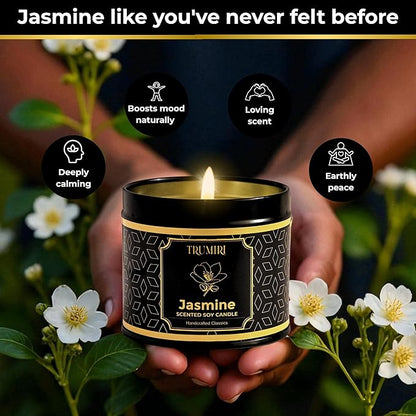 Jasmine Candle Strong Scented Soy Candel Natural Non Toxic Velas Aromáticas Gift for Women Pack of 1 5Oz Decorartive Travel Tin
