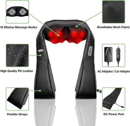 cotsoco Shiatsu Back Neck and Shoulder Massager with Heat,Deep Tissue 3D Kneading Pillow, Electric Full Body Massager for Legs,Foot,Body Muscle Pain Relief,Gifts for Mom Dad