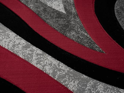 Ultra Soft Area Rug Hand Carved - Modern Abstract Design for Indoor Living Room & Bedroom - Stain Resistant, Easy to Clean - (2'7''x7, Red)