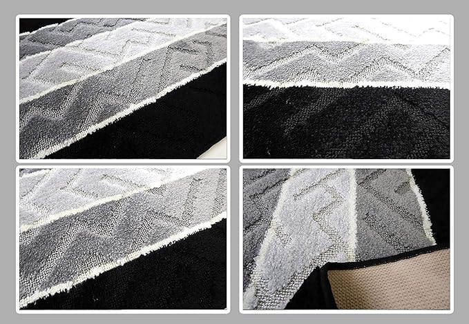 10 Ft Long Black - Grey Kitchen Hallway Runner Rug, Non-Slip Washable 26" X 10' Rubber Backed Carpet, Custom Size Floor Mat for Entryway Stairs Bedroom Bathroom