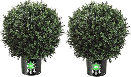 24" T with 17" W Artificial Topiary Trees, Decorative Indoor Outdoor Faux Boxwood, for Home, Office, and Garden Decor