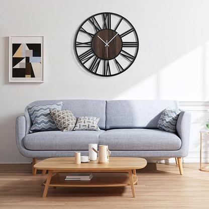 Large Wall Clock for Living Room Decor, 14 Inch Non Ticking Silent, Battery Operated Modern Vintage Oversized Wall Clock for Bedroom Kitchen