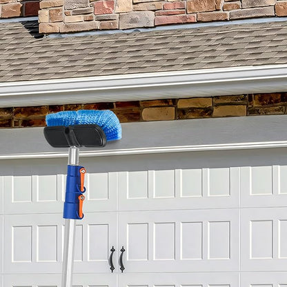 30 FT Exterior House Cleaning Brush Set with 6-24 Foot Telescoping Extension Pole, Soft Scrub Car Wash Brush, Medium Bristle Cleaning Brush and Window Squeegee & Washer