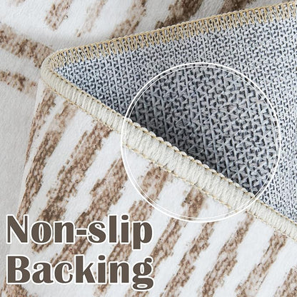 jinchan Hallway Runner Rug 3x8 - Moroccan Kitchen Machine Washable Runner Rug Modern Geometric Soft Faux Wool Ultra-Thin Low-Pile Non-Slip Carpet for Laundry Room Bedroom Farmhouse (3x8ft, Taupe)
