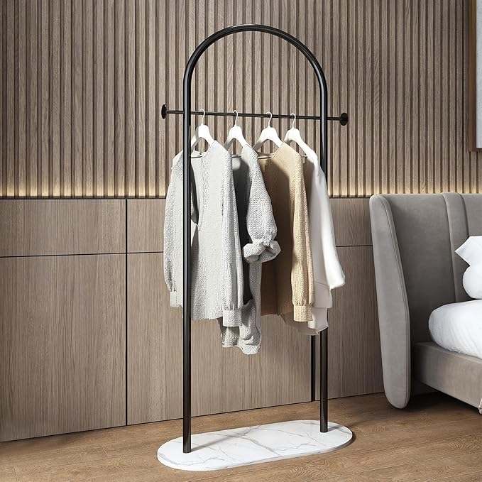 Clothing Rack, Modern Clothes Rack with Marble Base, Heavy-duty Coat Racks Freestanding,garment racks for hanging clothes,Can Hang Jacket Garment, Hat, Scarf, Organize Shoes