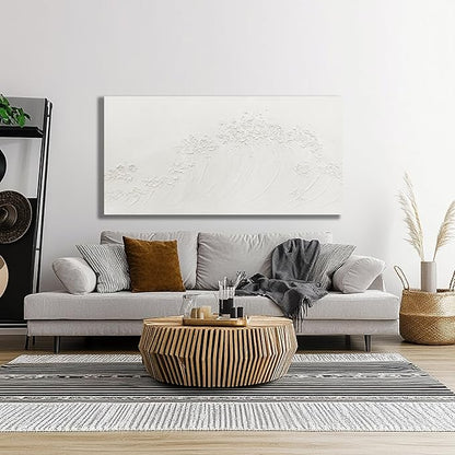 Yuaxker Ocean Wall Art White Abstract Wave Wall Decor Wall Hanging Decor Artwork for Living Room Bedroom Dining Room Office Home Decor 20x40 Inch